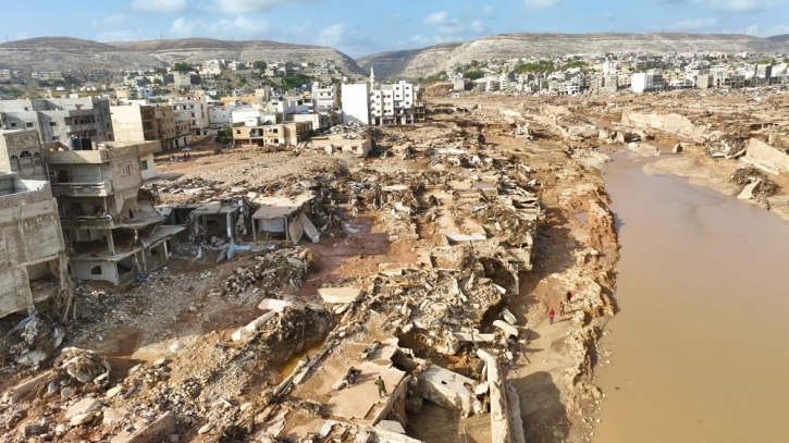 A general view of the city of Derna is seen on Tuesday, Sept. 12, 2023. Mediterranean storm Daniel caused devastating floods in Libya that broke dams and swept away entire neighborhoods in multiple coastal towns, the destruction appeared greatest in Derna city. AP/RSS Photo